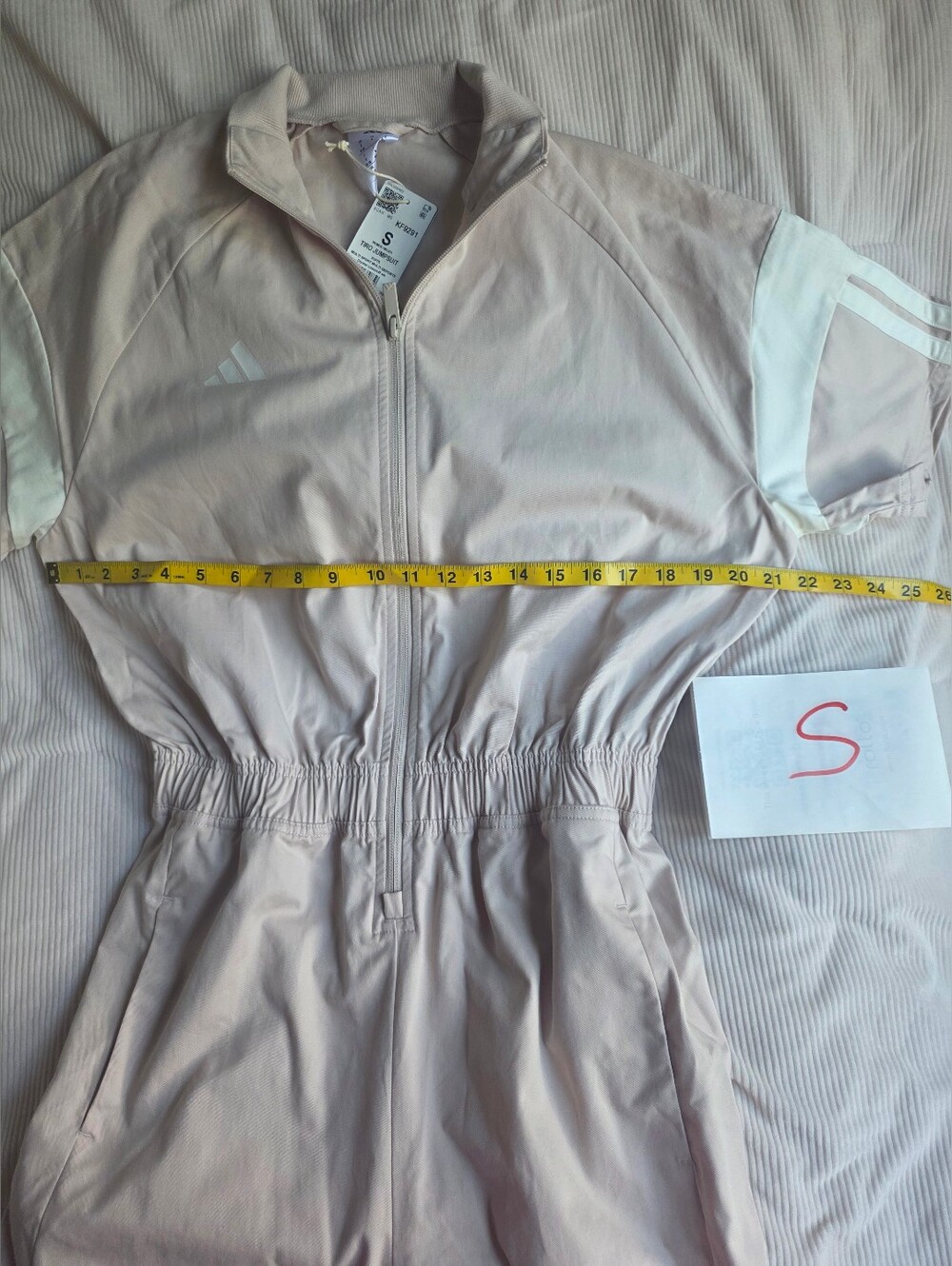 Adidas Women's Tiro Jumpuit Crystal Linen Off White Bnwt - Picture 5 of 9